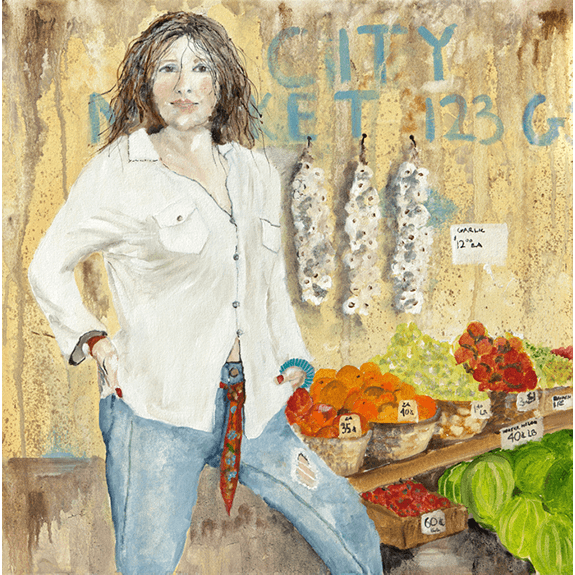 Market Manager - Cowgirl Attitude Oil Painting