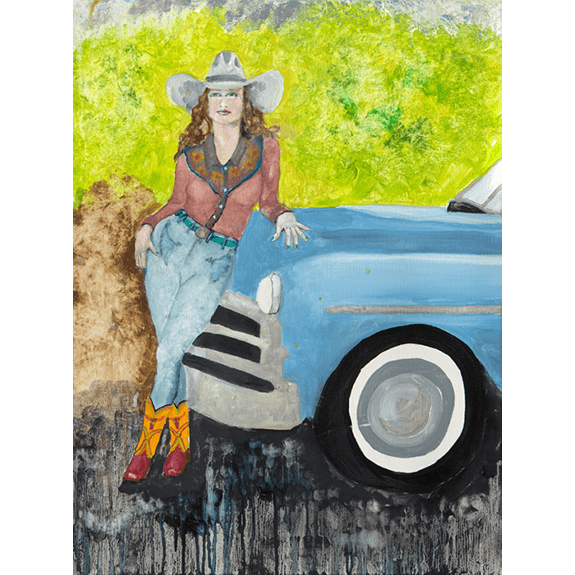 New Car - Cowgirl Attitude Oil Painting