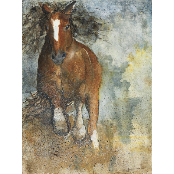 Charger - Cowgirl Attitude Oil Painting