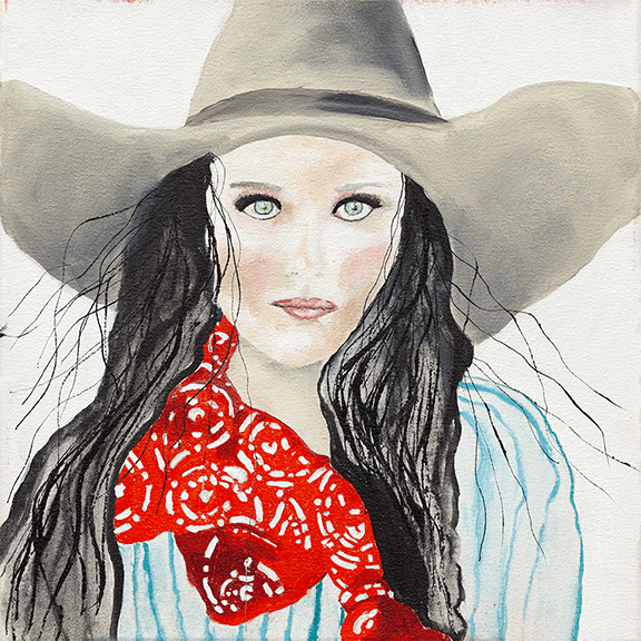 "Red Bandana" - Cowgirl Painting by Ray Darnell