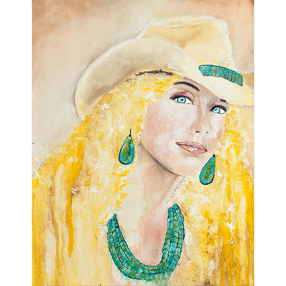 "Sunshine" - Cowgirl Painting by Ray Darnell