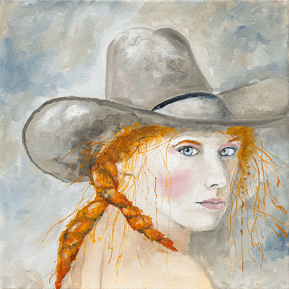 "You Borrowed My Horse?" - Cowgirl Painting by Ray Darnell