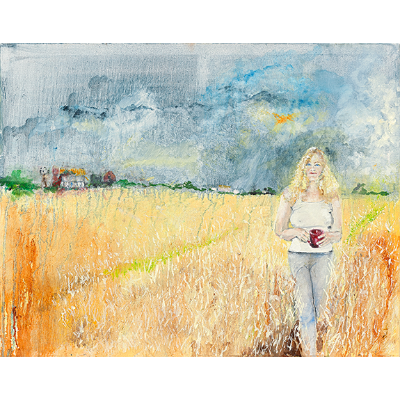 Coffee and Wheat - Cowgirl Attitude Oil Painting