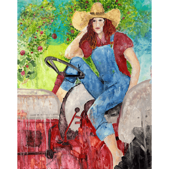 Farmers Daughter - Cowgirl Attitude Oil Painting